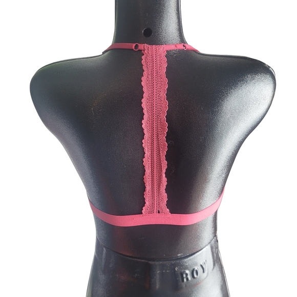 Rose + Vine Lace Halter Bralette in Pink - Picture 3 of 4